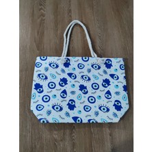 Cadde Dükkanı Baskılı Fermuarlı Ekonomik Su Geçirmez Plaj ve Günlük Kullanım Çantası