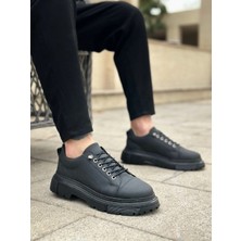 Mirglart BA0245 Siyah Akıllı Lastik Bağcık Yüksek Siyah Taban Günlük Erkek Ayakkabı