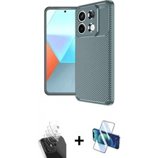 İlk El Grup Ieg™ Redmi Note 13 Pro 4g Kılıf Eksen Form Prime - Siyah 3D Antistatik Seramik Nano Ekran Koruyucu + Şeffaf Kamera Lens Koruma Cam