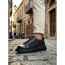 Mirglart BA0245 Siyah Rugan Paraşüt Detaylı Akıllı Lastik Bağcık Yüksek Taban Günlük Erkek Ayakkabı