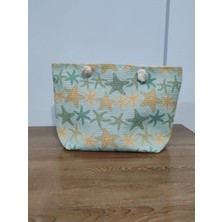 Cadde Dükkanı Kabratma Kanvas Kumaş Fermuarlı Plaj ve Günlük Kullanım Çantası Denizyıldızı