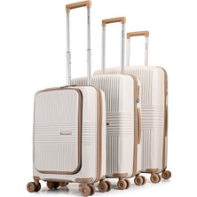 Pierre Cardin Ultra Hafif Polipropilen 360 C­° Döner 4 Çitli Silikon Tekerli (Kabin Boy Laptop Bölmeli) 3'lü Valiz