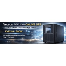 Necron Dtv-1kva Dt-V Serisi 1 Kva Online Ups 1000VA 900W 0ms Geçiş Süresi Saf Sinüs LCD Ekran