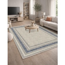 Lioara Home Krem/mavi Renk Dijital Baskılı Halı – Modern, Kaymaz Taban, Leke Tutmaz, Salon & Oturma Odası Için