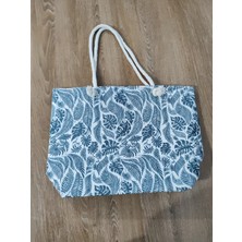 Cadde Dükkanı Baskılı Fermuarlı Ekonomik Su Geçirmez Plaj ve Günlük Kullanım Çantası