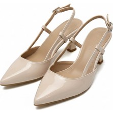 Efw Sivri Burun Bej Rugan Kemerli Kadın Ayakkabı