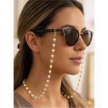 Cadde Dükkanı Dıamond Serisi Kalpli Gözlük Zinciri Beyaz