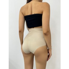 Modamorfo Silikonlu Uzun Bel Slip Korse -Krem
