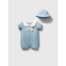 NoyNoy Baby Modern Denizci Serisi: Şapkalı Kot Bebek Tulumu 9-24 Ay