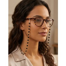 Cadde Dükkanı Dıamond Serisi Kalpli Gözlük Zinciri Siyah