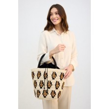 Mollycrush Kadın Premium Seri Leopar Desenli Hasır Plaj ve Zarf Çantası - Yazlık Büzgülü Şık Model