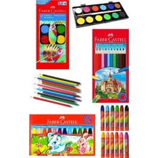 Lisinya Öğrenci Boyama Seti 3 Lü 12 Renk Sulu Boya 12 Renk Kuru Boya 12 Renk Pastel Boya Kaliteli