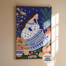 Persona Istanbul Artificial Collection "kozmik Bahçe Düşleri" - Modern Folklorik Illüstrasyon Posteri (Çerçevesiz)