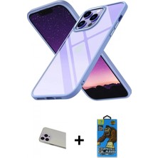 İlk El Grup Ieg™ iPhone 13 Pro Max Nova Işık Serisi - Siyah 18D Cam Ekran Koruyucu + Mor Rainbow Kamera Lens Koruma Cam