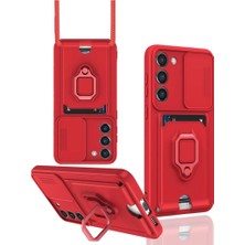 Colezium Galaxy S24 Plus Kılıf Zuma Kartvizitli Yüzüklü - Kırmızı
