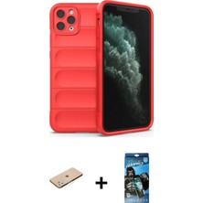İlk El Grup Ieg™ iPhone 11 Pro Max Atlas Koleksiyonu - Siyah 34D Izgaralı Cam + Yeşil Renkli Kamera Lens Koruma Cam