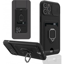 Nerm Iphone 12 Pro Kılıf Zuma Kartvizitli Yüzüklü - Siyah