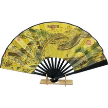 Dünyadan Hediyeler Çin Bambu Keten Kumaş Yelpaze Siyah A1S Çanta Boy No.1s