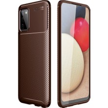 Colezium Galaxy A02S Kılıf Auto Fus Karbon Kapak - Kahverengi