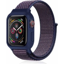 Colezium Watch 38MM Hasırlı Cırtcırtlı Kasalı Kordon - Lacivert-Mürdüm
