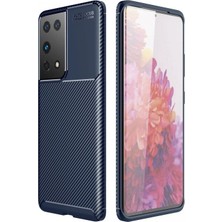 Colezium Galaxy S21 Ultra Kılıf Auto Fus Karbon Kapak - Lacivert