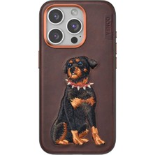 Nerm Venco Iphone 15 Pro Perma Desenli Kapak - Koyu Kahve