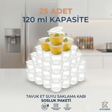 Kalın Sızdırmaz 120 ml 4 Oz Sosluk Buzluk Et Kemik Suyu Saklama Kabı 25'li | Kitchera Home