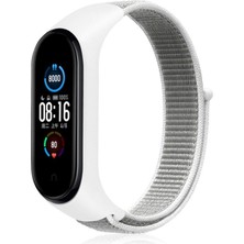K&A Mi Band 4 Hasırlı Cırtcırtlı Kordon - Beyaz