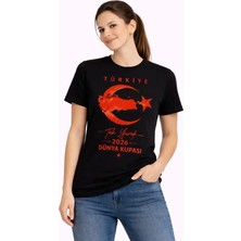 Gökyüzü Moda Türkiye Ay Yıldız 2026 Dünya Kupasi Taraftar Forma T-Shirt - Siyah