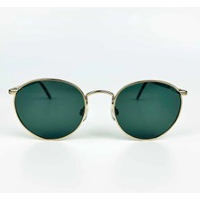 Old Space Vintage Vintage Güneş Gözlüğü – 1990 Retro Yuvarlak Gold Metal Çerçeve & Füme Yeşil Camlı Gözlük OSV668