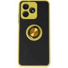 K&A Realme C53 Kılıf Montreal Yüzüklü Kapak - Sarı