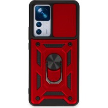 Bilfold Mi 12T Pro Kılıf Pars Lens Yüzüklü - Kırmızı