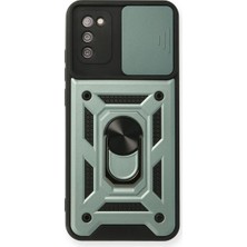 Feifei  Galaxy A03S Kılıf Pars Lens Yüzüklü  - Yeşil