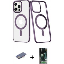 İlk El Grup Ieg™ iPhone 13 Pro Yörünge Minimal - Şeffaf 360 Full Body Arka Koruyucu + Mavi Renkli Kamera Lens Koruma Cam