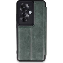 Bigelal Reno 11F Kılıf Flip Cover - Koyu Yeşil