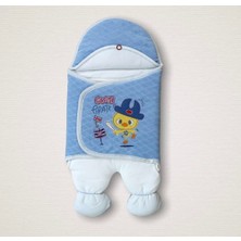 Senka Yenidoğan Cesur Şovalye Civciv Nakışlı Şapkalı Erkek Ayaklı Kundak Bebek Battaniyesi Mi