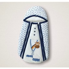 Senka Yenidoğan Zürafa Nakışlı Çift Fermuarlı Erkek Kundak Bebek Battaniyesi Mi