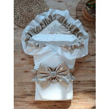 Senka Yenidoğan Mehtap Lüks Kelebek Taç Nakışlı Bebek Battaniyesi Kundak Vizon