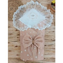 Senka Yenidoğan Desenli Trilüks Unisex Kundak Bebek Battaniyesi Kahverengi