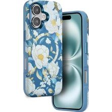 Senka Onegif Iphone 16 Flower Series Magsafe Kapak - Mavi