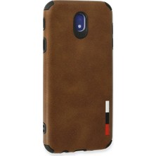 Senka Newface Samsung Galaxy J7 Pro / J730 Kılıf Loop Deri Silikon - Kahverengi
