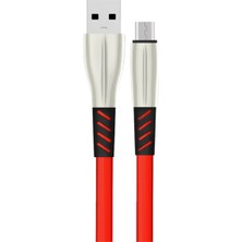 Senka S88 Metal Uçlu Micro USB Kablo 1m 2.4A - Kırmızı