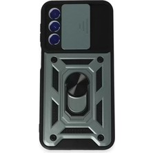 Senka Newface Samsung Galaxy M34 5g Kılıf Pars Lens Yüzüklü Silikon - Yeşil