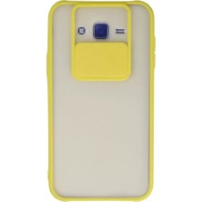 Senka Newface Samsung Galaxy J7 Kılıf Palm Buzlu Kamera Sürgülü Silikon - Sarı