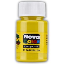 Nova Color Sarı Kumaş Boyası 30 ml Yılanabilir ve Solmaya Dayanıklı Özellikte Tekstil Boyası