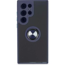 Senka Newface Samsung Galaxy S23 Ultra Kılıf Montreal Yüzüklü Silikon Kapak - Lacivert