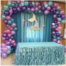 Bal10 Dünyası 100'lü 12 Inç Metalik Balon Deniz Kızı Konsept Doğum Günü İçin 5 mt Balon Zinciri