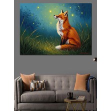 Artmeg Çimenler Üzerinde Oturan Sevimli Tilki Dekoratif Kanvas - Mdf Ahşap Tablo