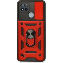 Feifei Realme C11 2021 Kılıf Pars Lens Yüzüklü - Kırmızı