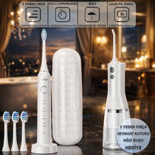 Mioji Oral B6 Care Şarj Edilebilir Diş Fırçası Beyaz + (3 Yedek Fırça Başlık + Seyahat Kutusu + Şarjlı Ağız Duşu Hediye)